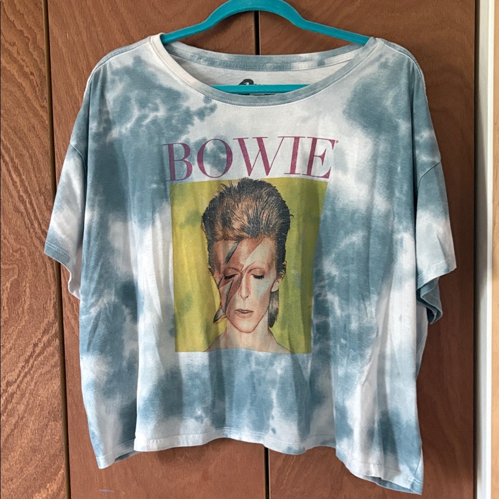 Bowie Graphic Tie-Dye Crop Tee - Blue